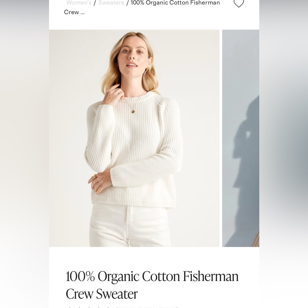 Quince Organic Cotton Fisherman Crew Sweater - White